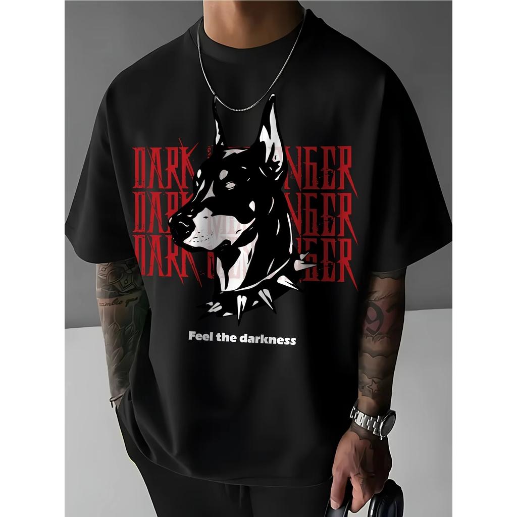 Unisexs Pure Cotton Tshirt Summer Casual Street Style Gothic Style Doberunisex Print Short Sleeves Hiphop Style Round Neck Tops
