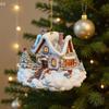 Snow House Christmas Tree Hanging Ornament Holiday Party Decorations For Xmas Tree Pendant 2D Acrylic Flat Christmas Pendant