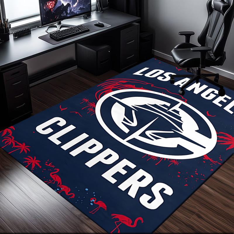 LA Clippers Basketball Art Rug Office Carpet Non-Slip Mat, Chair Rug Floor Covering for Gaming, Bedroom, Living Room , Home Decor Christmas Gift