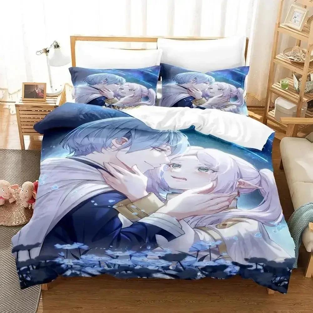 3D Print Anime New Frieren Printed Bed Set Duvet Cover Pillowcase Bedding Set Bed Linen Sheet Quilt Cover Full Queen King Size