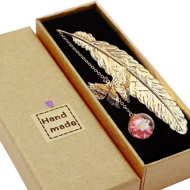 1PC Kreative Metall Retro Vintage Lesezeichen Design Von Feder/Schmetterling Lesezeichen Werbe Geschenk Schreibwaren Buch Mark Geschenk