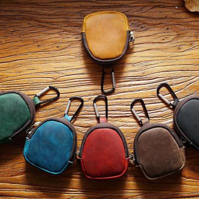 Mini porte-monnaie en cuir de vache pour femmes et hommes, rétro, porte-clés, fermeture éclair, Style coque, étui pour écouteurs avec porte-clés, nouvelle collection