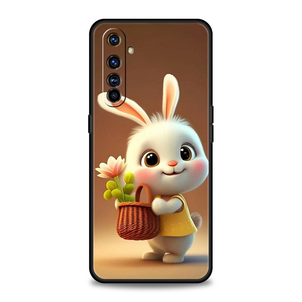 A Cute Rabbit With A Purple Hat Phone Case for Realme 8 9 Pro Plus 8i 9i 6 7 GT2 C21 C25 C3 C11 11 Pro 5G Plus Shockproof Shell