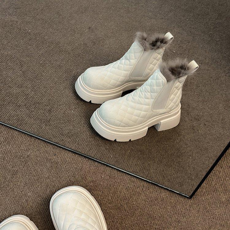 Chunky Heel Snow Boots, Women's Shoes, New Style, Thick Sole, Padded Cotton Boots