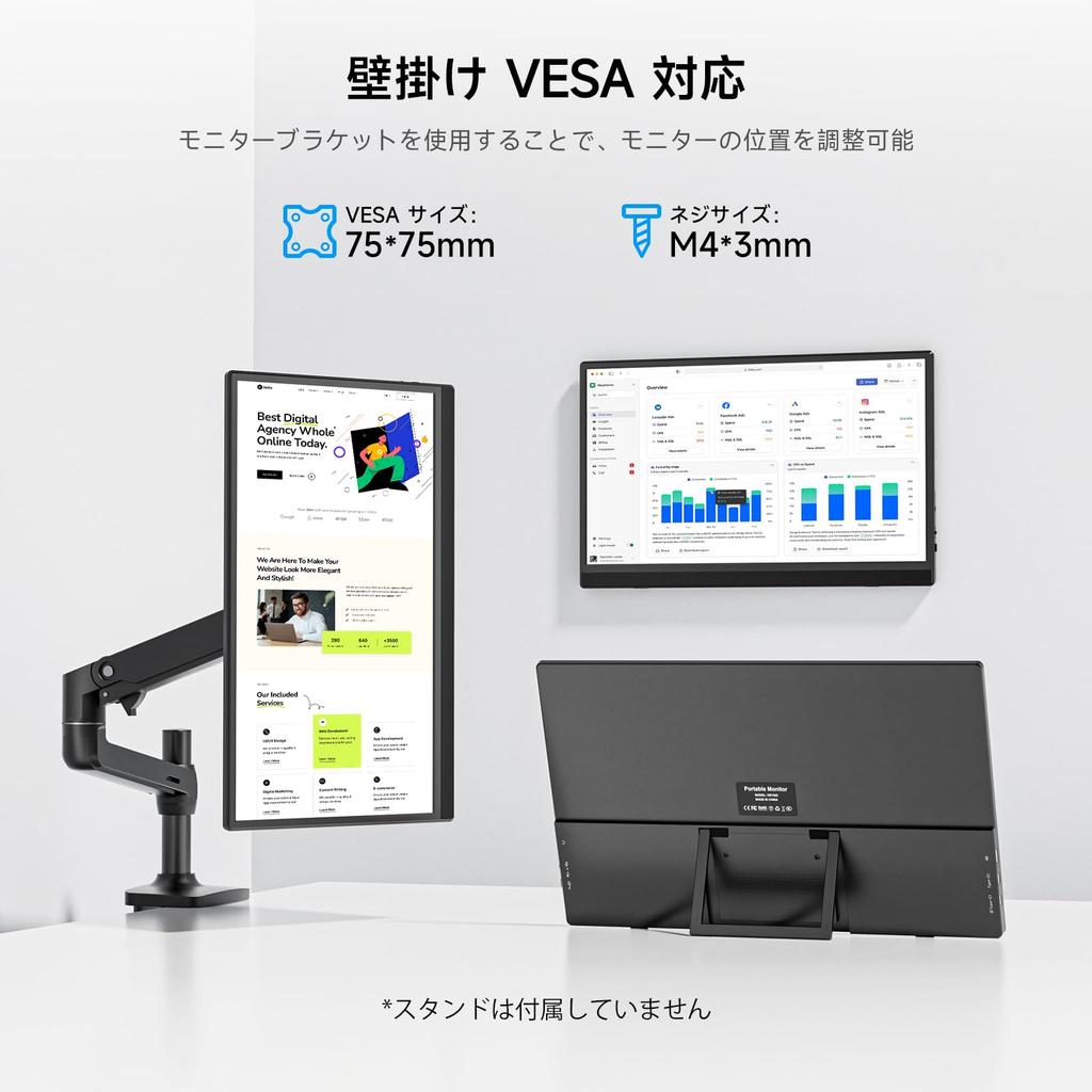[2026 Model] Omiodo 15.6-inch Portable Monitor, 1920x1080 FHD IPS HDR, Ultra-Thin, Lightweight, Freestanding, VESA Compatible, Built-in Speakers, Comp