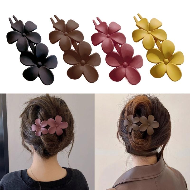Elegant Matte Flower Hair Barrettes with Strong Clasp Secure Hair Gripper for Various Hairstyle Women Accessory