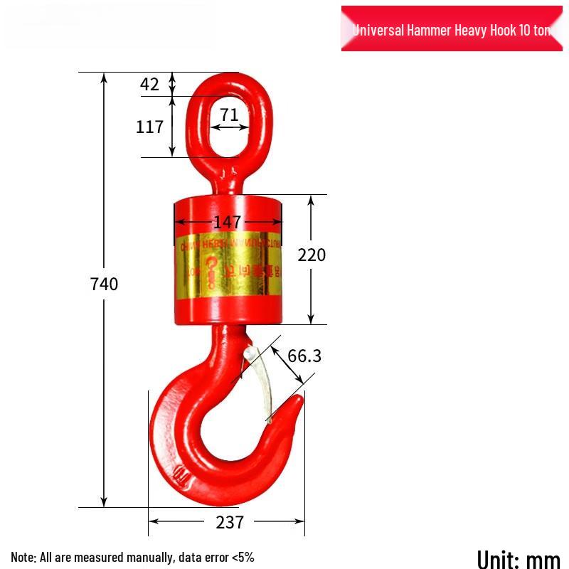 

Heavy-Duty 10-Ton Swivel Lifting Hook with Safety Latch