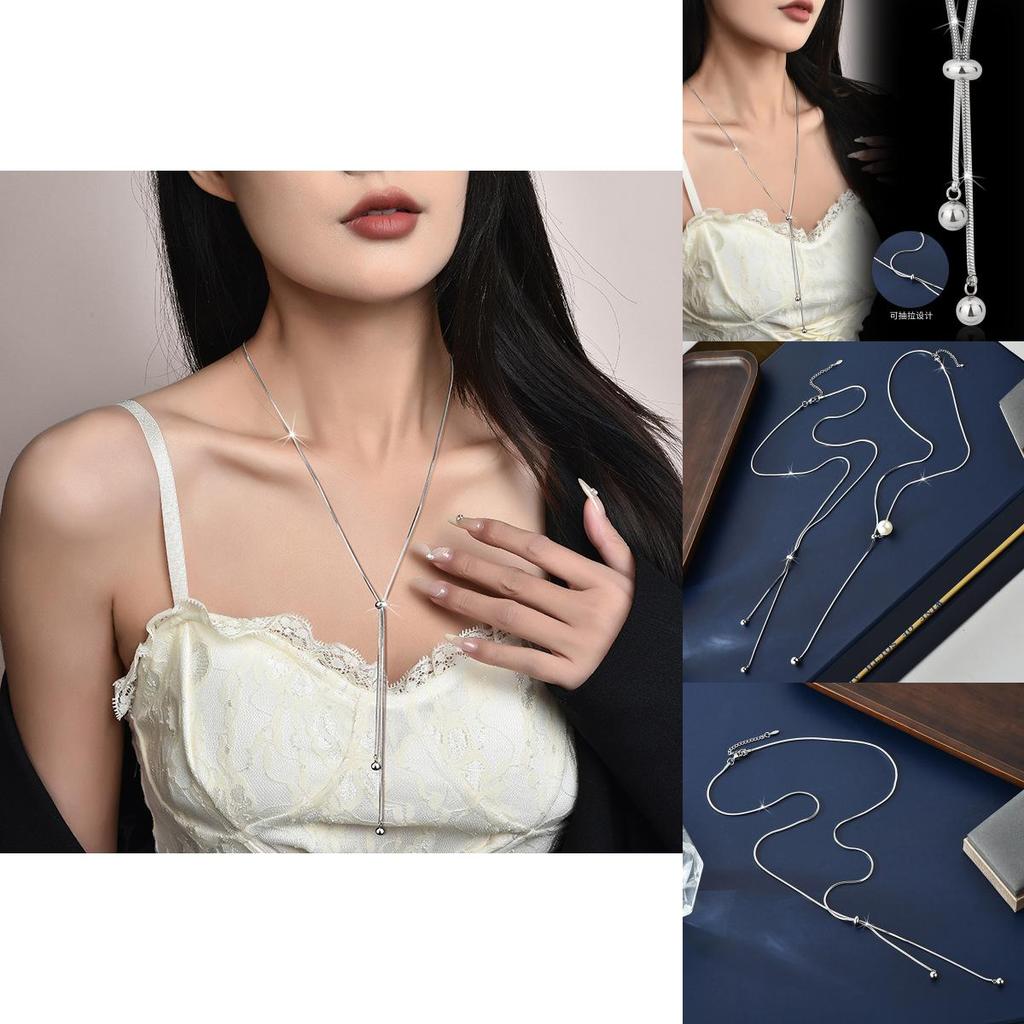 Stylish Geometric Titanium Steel Pendant Sweater Necklace For Women With Elegant Design