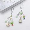 Cute Rilakkuma Bear Bell Matching Phone Charms Handmade Totoro Cat Star Hanging Chain Beaded Pendant Cardbook Keychain Gifts