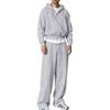 Men's Winter Hoodie Zip Up and Sweatpants Set Casual Tracksuit