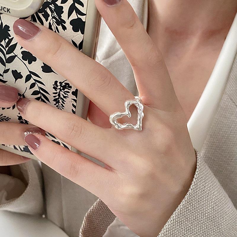 Punk Farbringe für Damen Herren Paar Minimalistisch Handgefertigt Einfacher Herzring Party Schmuck Geschenk Anti-Allergie