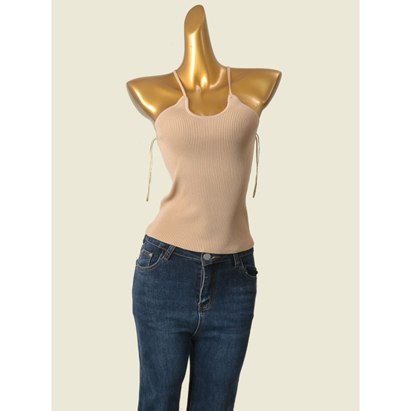 American Brand Sexy Halterneck U-Collar Thread Fitted Camisole Sexy Beauty Back Knitting Export Vest Tops