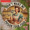 2d Flat 20*20cm, Vintage Kitchen Logo "Don't Make Me Poison Your Food" Wooden Mural for Home, Restaurant, Bar, Cafe, Garage, Dining Area