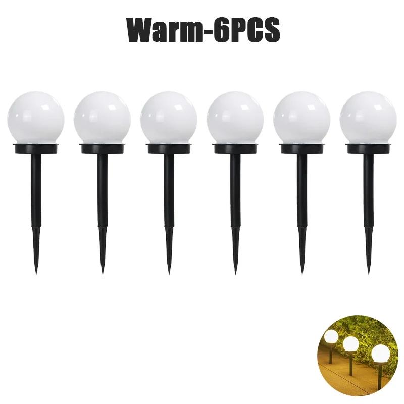 6PCS LED Solar Lawn Light Spherical Energy Saving Waterproof Simple Atmosphere Lighting Outdoor Garden Lawn Street Garden Lights
