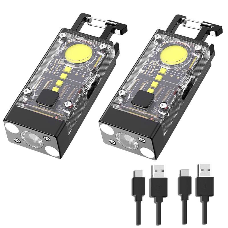 Mini LED 800LM Flashlight Keychain Multifunctional Portable COB Camping Lamps USB Charging Work Lights Fishing Lanterna for Camp