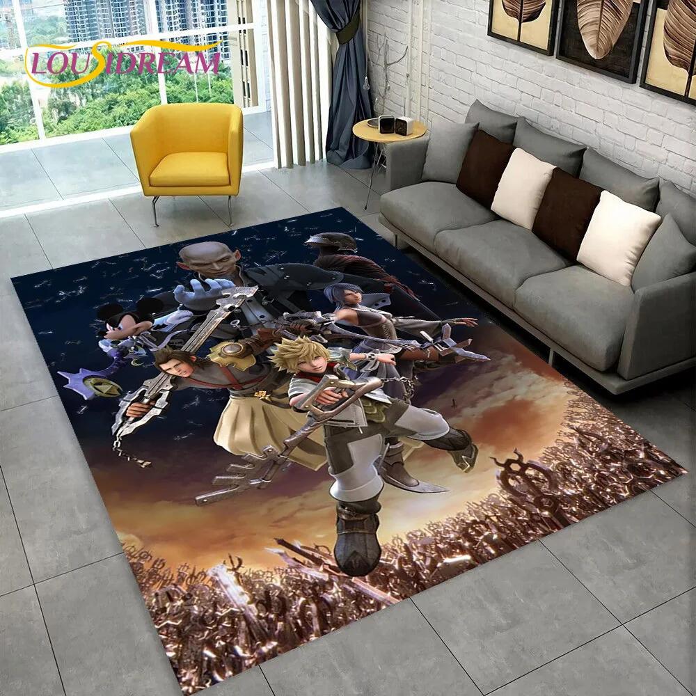 HD Cartoon Kingdom Hearts Games 3D Carpet Rug for Bedroom Living Room Home Sofa Decoration,Children Large Decor Floor Mat Gift