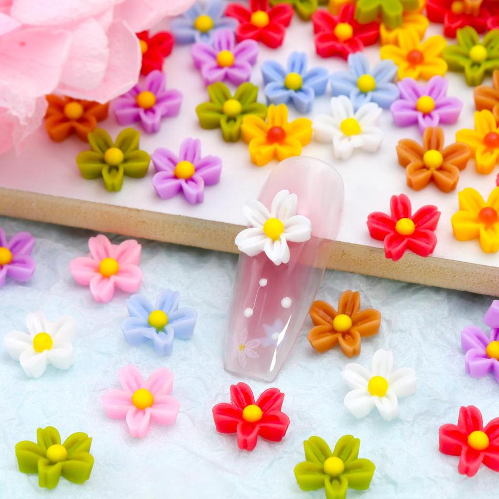 Colourful Flowers 3D Nail Art Charms Kawaii Macaron Mini Flower Nais Decoration Accessories Summer Manicure Decora Supplies