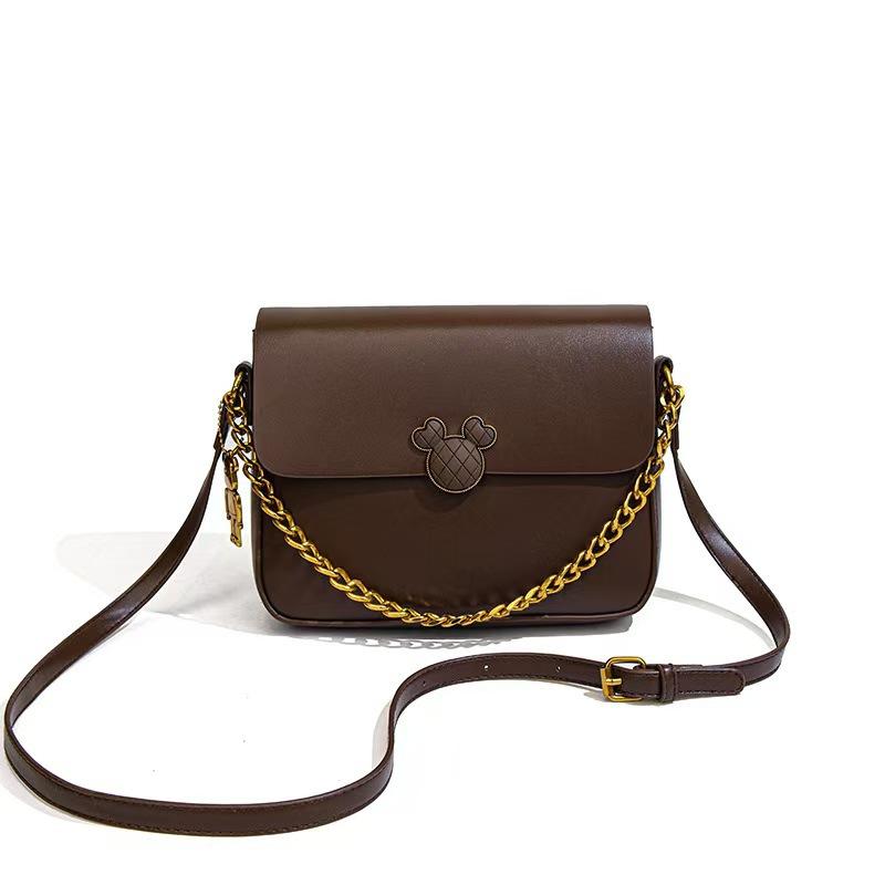 

Niche Light Luxury Маленькая квадратная сумка Trendy Fashion Chain Underarm Bag Casual Shoulder Messenger Bag темно-коричневого