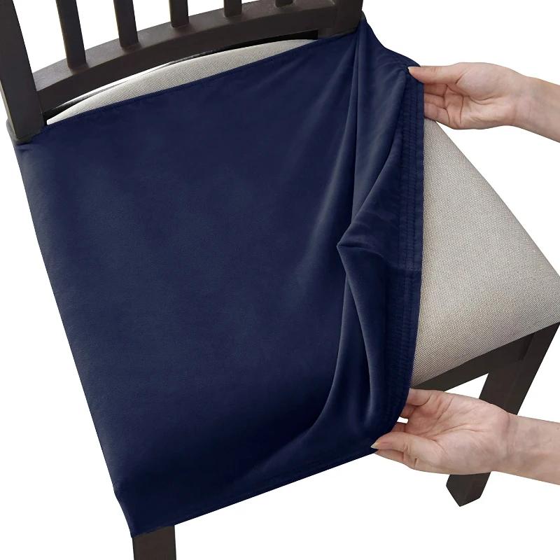 Velvet Chair Cover With No Backrest Anti-Dust Stretch Chair Covers For Dining Home Kitchen Office Upholstered Seat Slipcovers