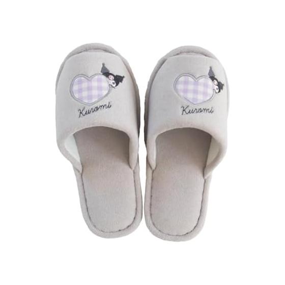 OKA Sanrio Characters Scrunchie Washable Slippers Gray (Kuromi) (Hello Kitty Kitty Cute)