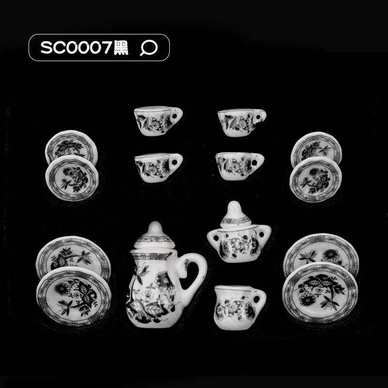 Puppenhauszubehör 1/12 Küche Miniatur 15 Stück Mini Porzellan Blume Teetasse Set Puppenhaus Dekor Simulation Puppenhaus Dekoratives Zubehör
