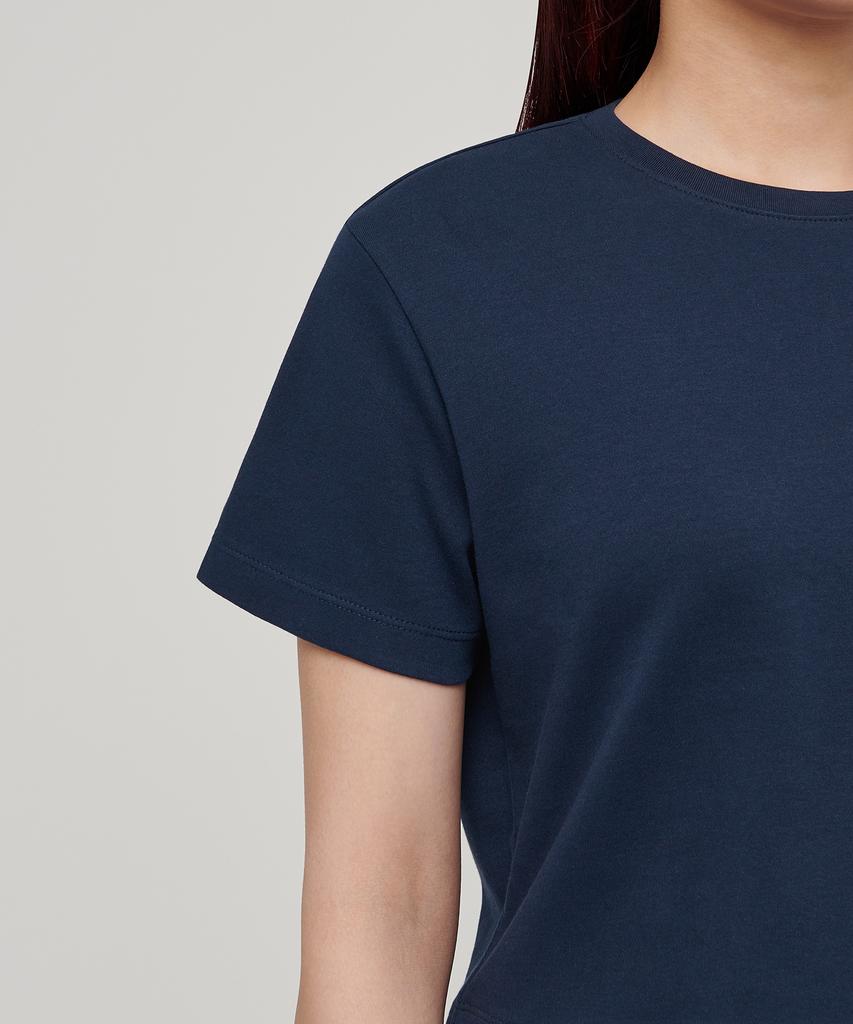 MUSINSA STANDARD WOMAN Women'S Crew Neck Crop T-Shirt [Navy]
