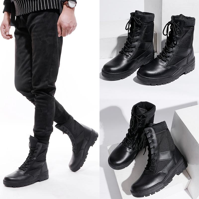 Real Cowhide Warm High-top Combat Boots Men's Outdoor Hiking Shoes Non-slip and Wear-resistant Desert Boots Winter Tactical Boots