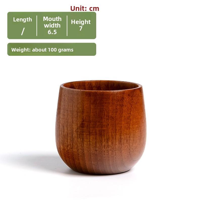 Solid Wood Water Cup Household Mug Simple Milk Cup Handle Retro Coffee Cup Breakfast Tea Cup
