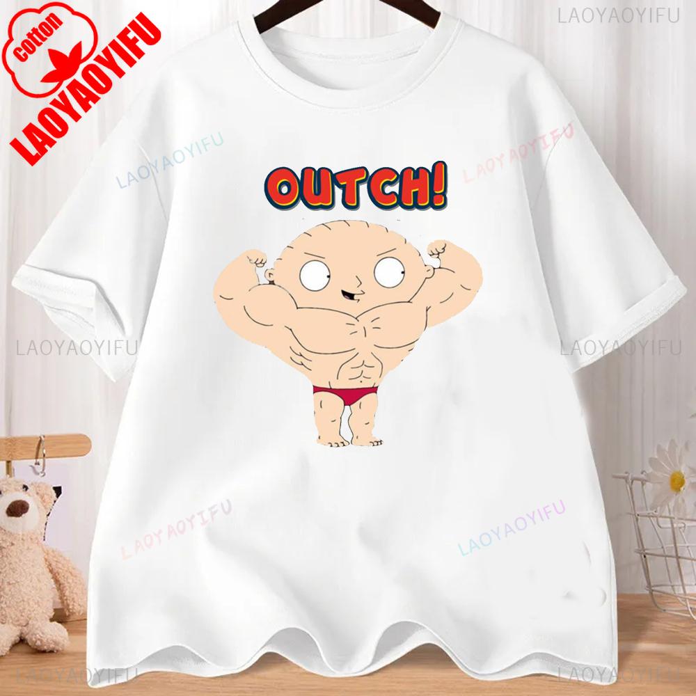 FMILY GUY Stewie Tattoo Brian Cartoon FMILY GUY Bedrucktes T-Shirt für Fitnesstraining, Joggen und Outdoor-Aktivitäten