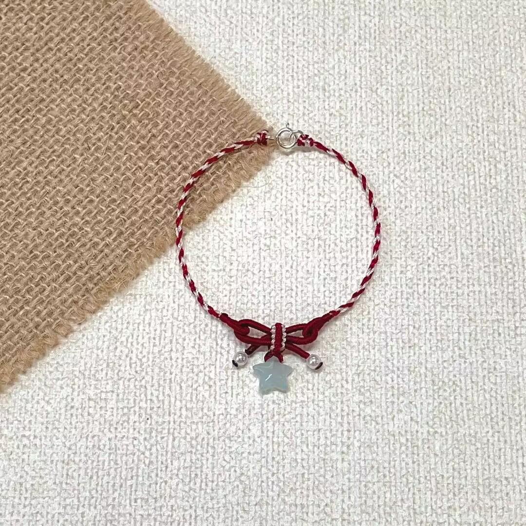 Sweet Bow Star Pendant Woven Bracelet