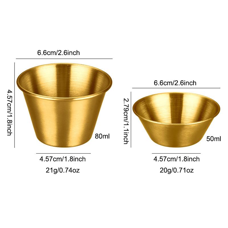 12Pcs Dipping Sauce Cups Stainless Steel Ramekins Metal Condiment Cups Stackable for Sushi, Wings, Charcuterie & Dips Reusable for Portion Control