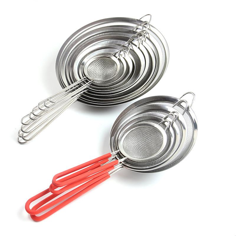 Silicone Handle Stainless Steel 30-Mesh Flour Sieve & Strainer Tool