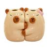 Pair Of Hugging Capybaras Toothbrush Holders Ceramic Waterproof Bathroom Decoration For Couple With Stable Base