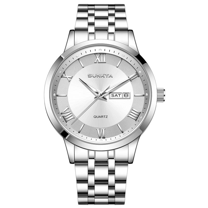 SUNKTA Design Man Business Watch Fashion Classic Stainless Steel Clock Date Week Luminous Quartz Men Watches Montre Homme
