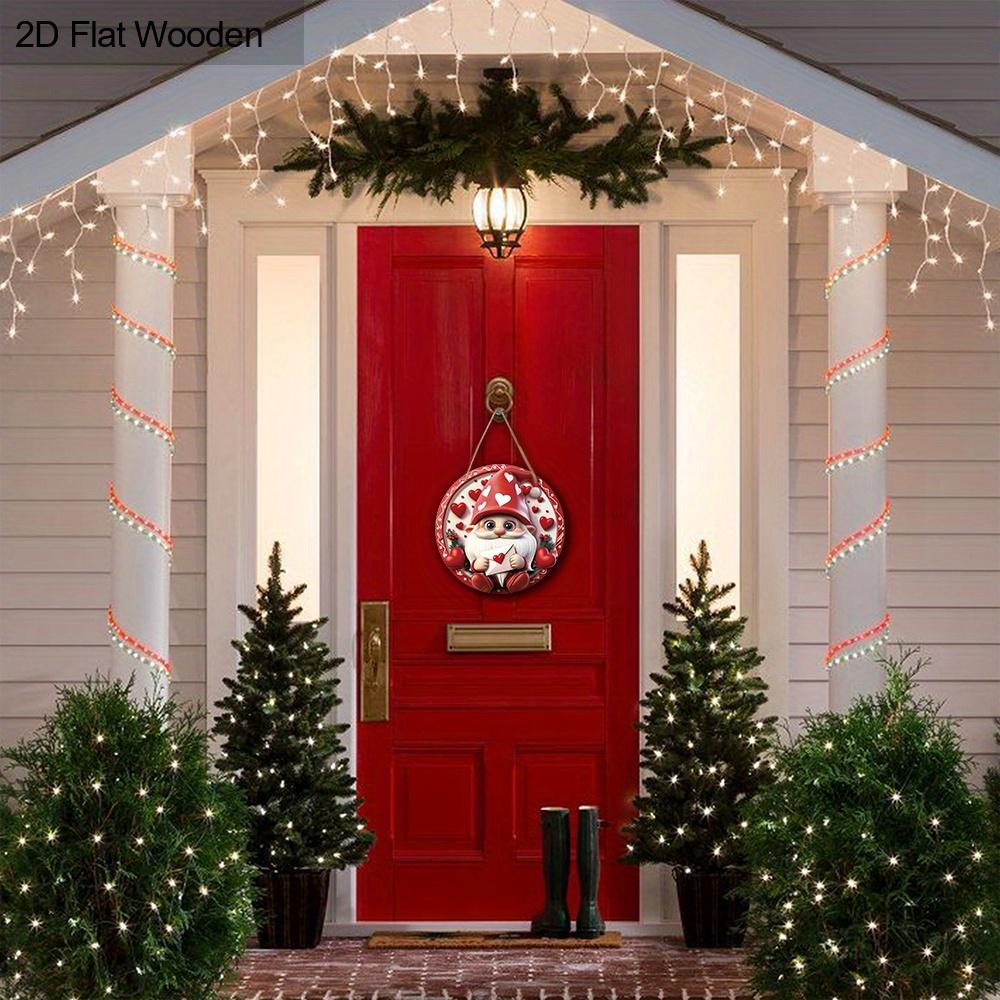 Valentine's Day Gnome with Love Letter Wooden Sign, Round Front Door Decor, Heart-Themed Wall Hanging - Ideal Romantic Gift