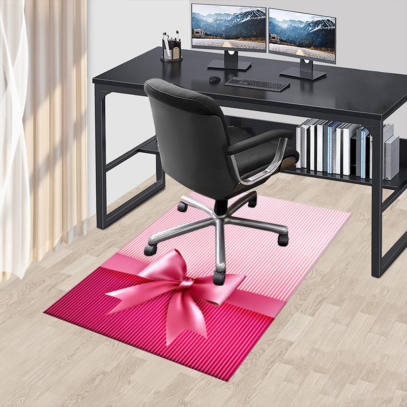 bow ribbon Crystal Velvet Office chair mat Area Rug - Non-Slip, Floor Mat, Office Desk Chair Rugs,Christmas Gift-1106075