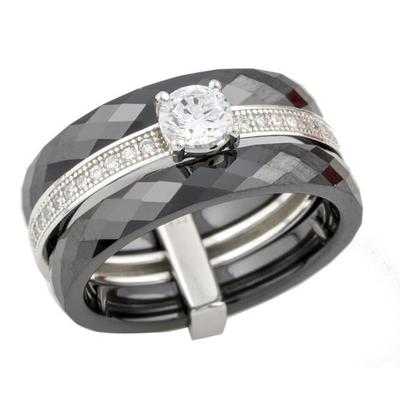 Silver Ring with Ceramics, Product Weight 7.2 G (0481685)