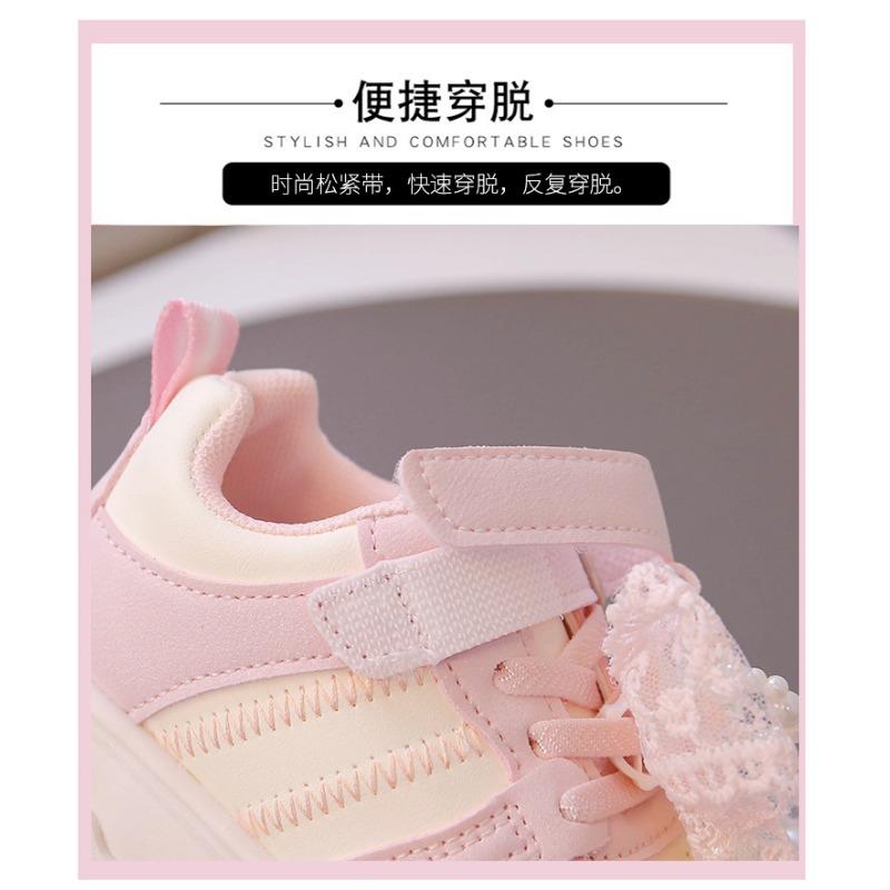 Girls Princess Bowknot Versatile Non Slip Soft Sole Lightweight Kids Sport Sneakers
