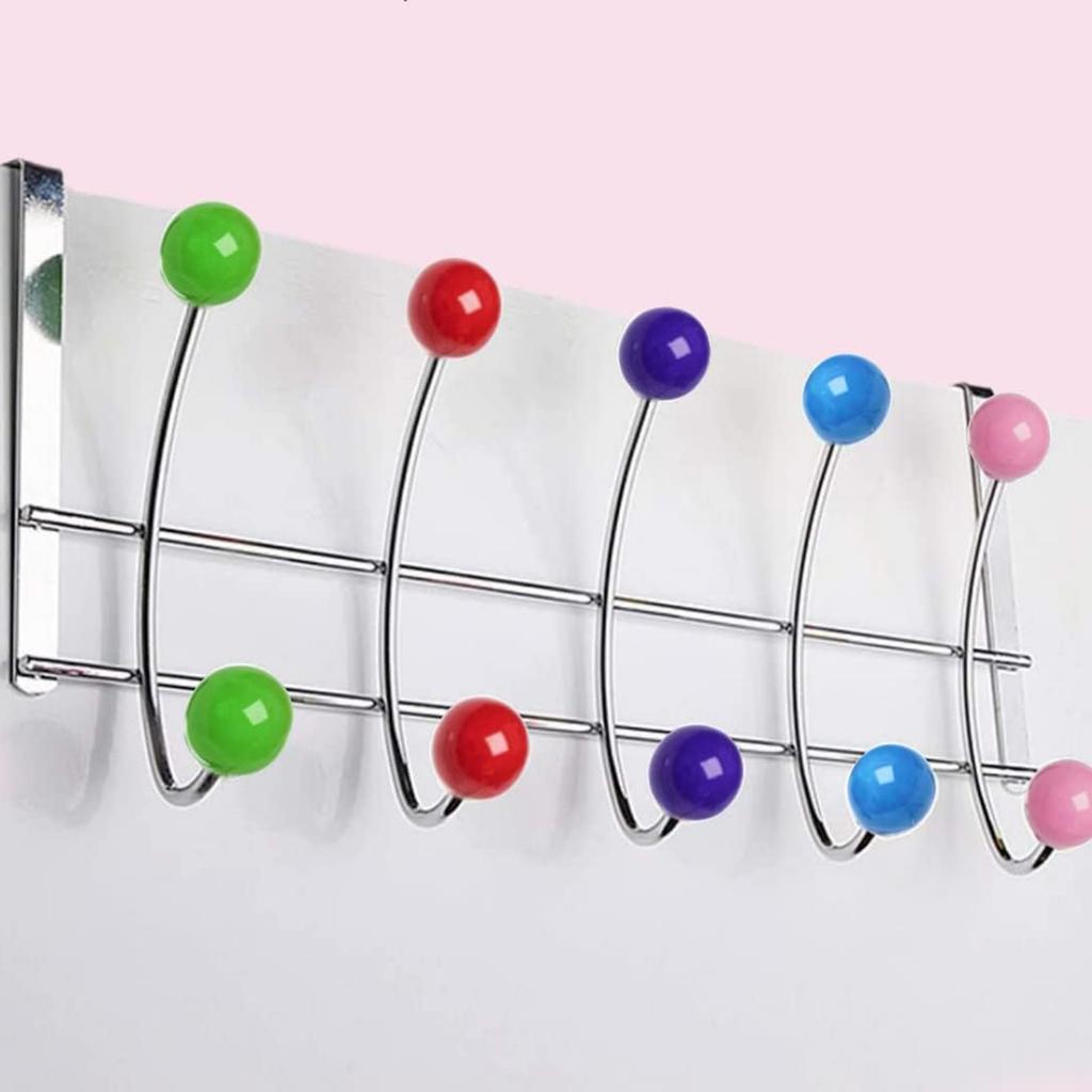 Door-Back Colored Bead Metal Hook Novel Coat and Hat Storage Rack Behind Door Punching-Free Decorative Clothes Hanger