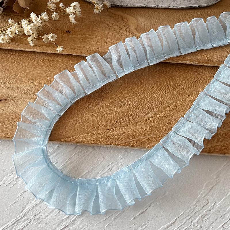 Luxury Blue Lace Trim Ruffle Flounce for DIY Dress Decoration