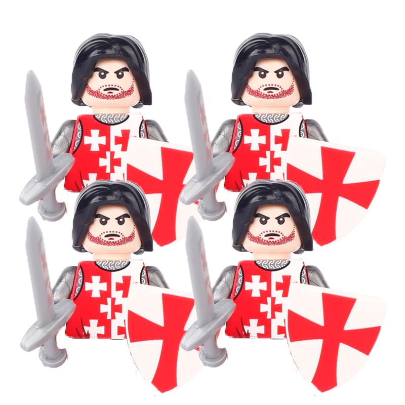 Military Building Blocks Medieval Solider Figures Knights of Jerusalem Crusades The War of Roses Legion War-horse Weapons Shield
