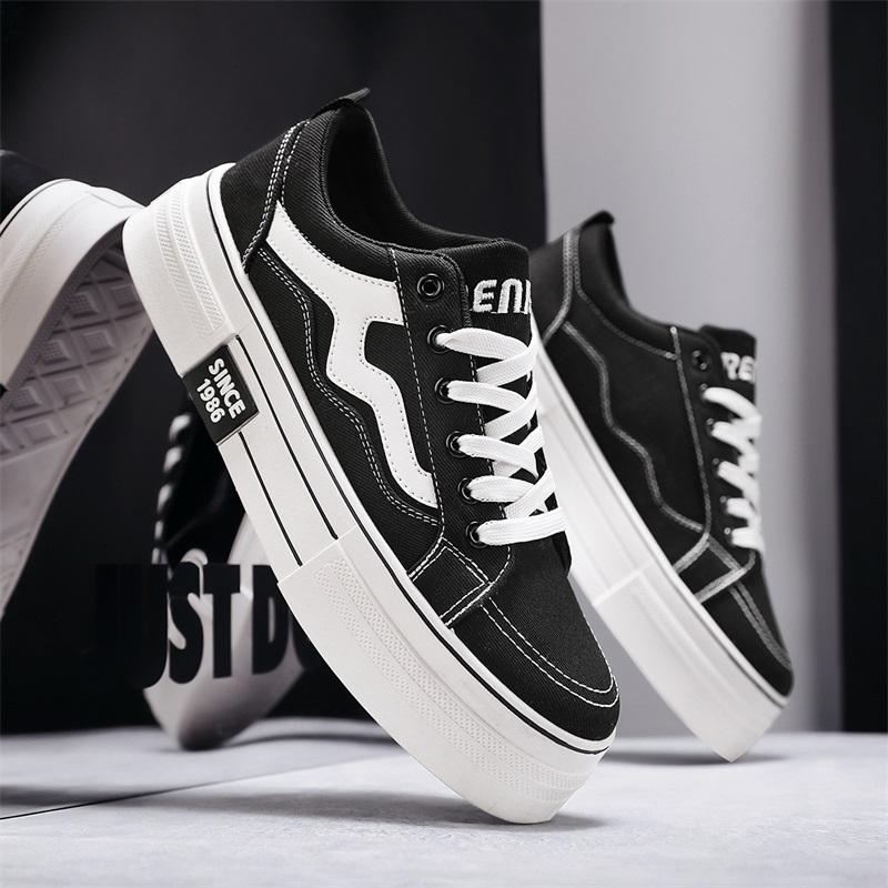 Fashion High Quality Male Casual Shoes Thick Bottom Vulcanize Shoes Mens Versatile Canvas Footwear Handmade Skateboard Footwear Trainers
