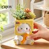 Office Desk Flowerpot Holding Pen Cat Planter Pot, Shaped Resin Flowerpot, Desktop Decorative Succulents Plants Container for Home Balcony