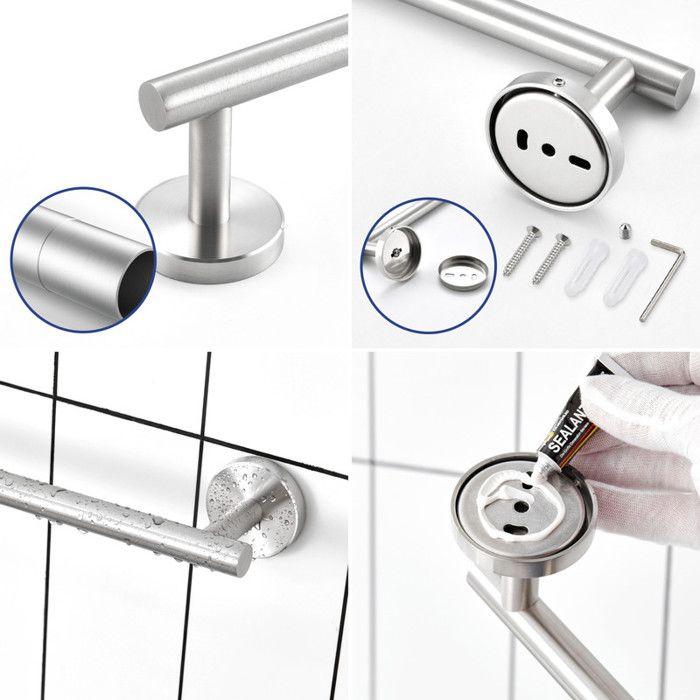 Porte-serviettes - Inox - 24 pouces - Acier inoxydable - Installation murale - Style contemporain