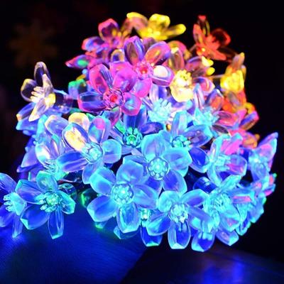 Silicone Flower LED String Lights – 60 LED, 12 Meter Multicolour Copper Wire Fairy Lights for Window, Wall, Garden, Diwali, Christmas