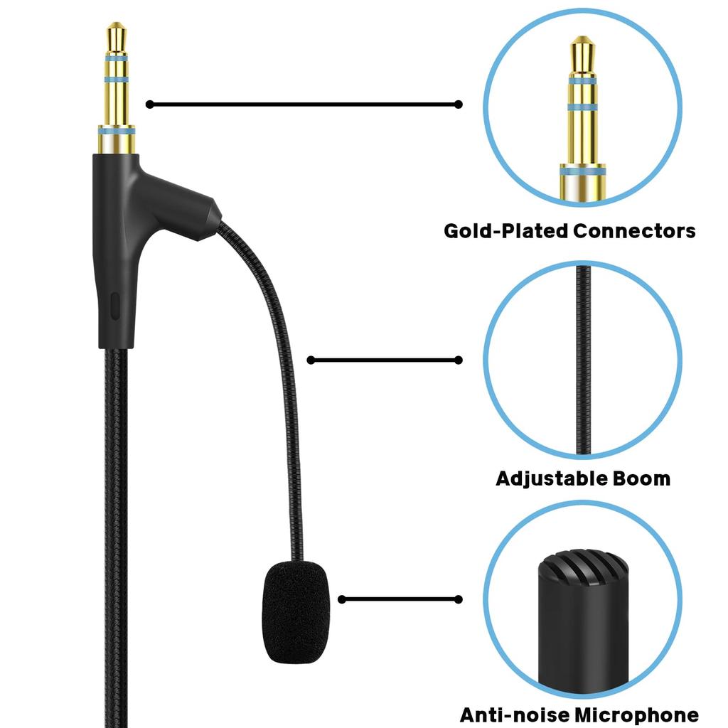 GEEKRIA Boom Microphone Headphone Cable 3.5mm Jack Replacement Cord with Boom Microphone 5.6 ft Compatible with Skullcandy Hesh 3 Crusher Evo Venue