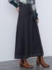 Skirt Wide Pleated Denim Skirt BLACK M [Beams Heart] Women's