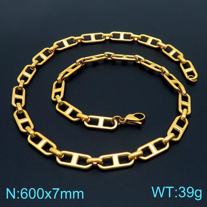 Trendy Stainless Steel Figaro Chain Bracelet & Necklace Set - Simple, Versatile Jewelry Accessory