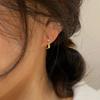 Light Luxury Square Zircon Geometric Ear Cuffs Simple Metal Circle Earrings Minimalist Summer Jewelry