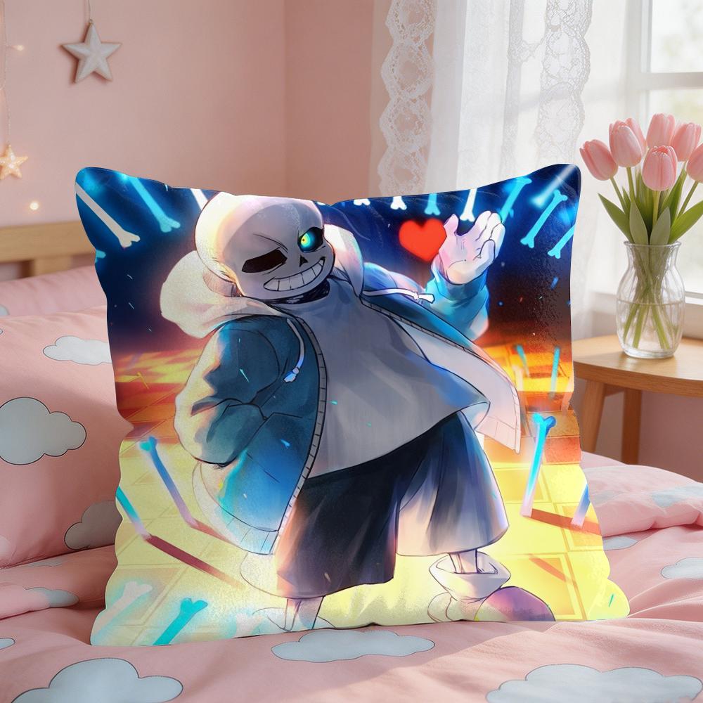 SSans Undertale Anime Cushion Cover Square Short Plush Pillow Case Living Room Sofa Home Decor Funda X